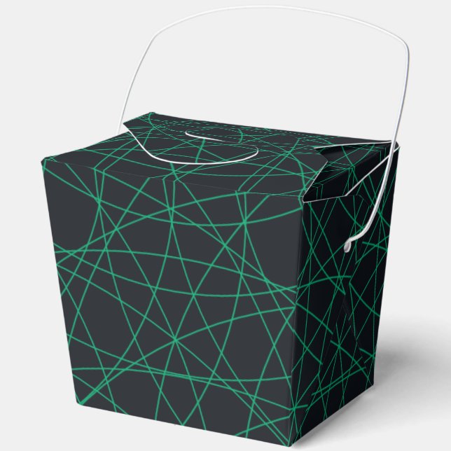 Black & Emerald Geometric Favour Box – Customisabl (Front)