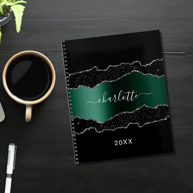 Black emerald green silver agate marble 2026 planner (Creator Uploaded)