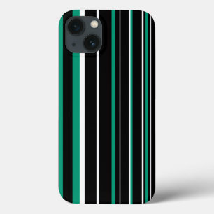 Black, Emerald Green, White Barcode Stripe iPhone 13 Case