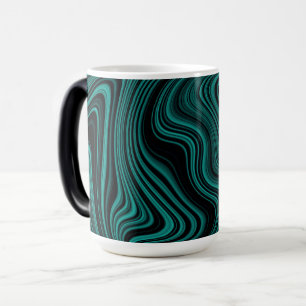 Black & Emerald Wavy Abstraction Magic Mug