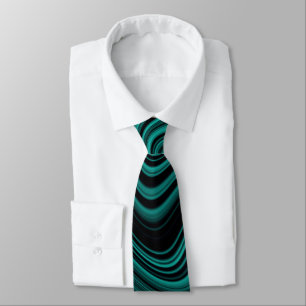 Black & Emerald Wavy Abstraction Tie