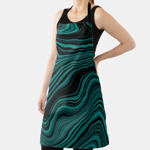 Black & Emerald Wavy Agate Abstraction Apron