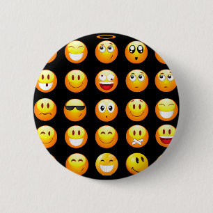 black emojis 6 cm round badge