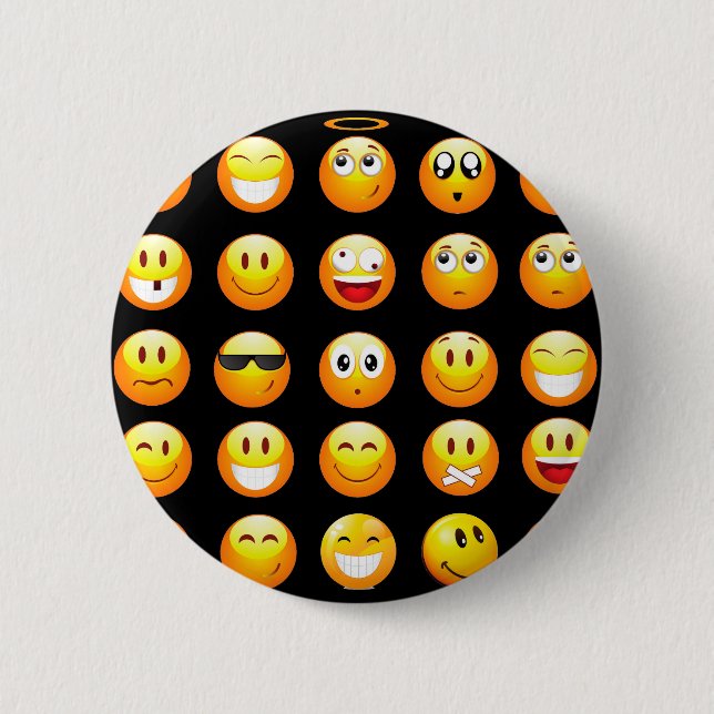 black emojis 6 cm round badge (Front)