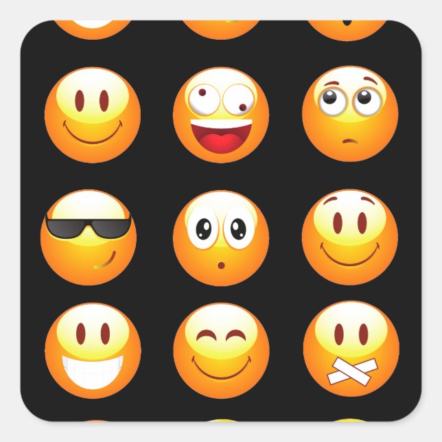 black emojis square sticker (Front)