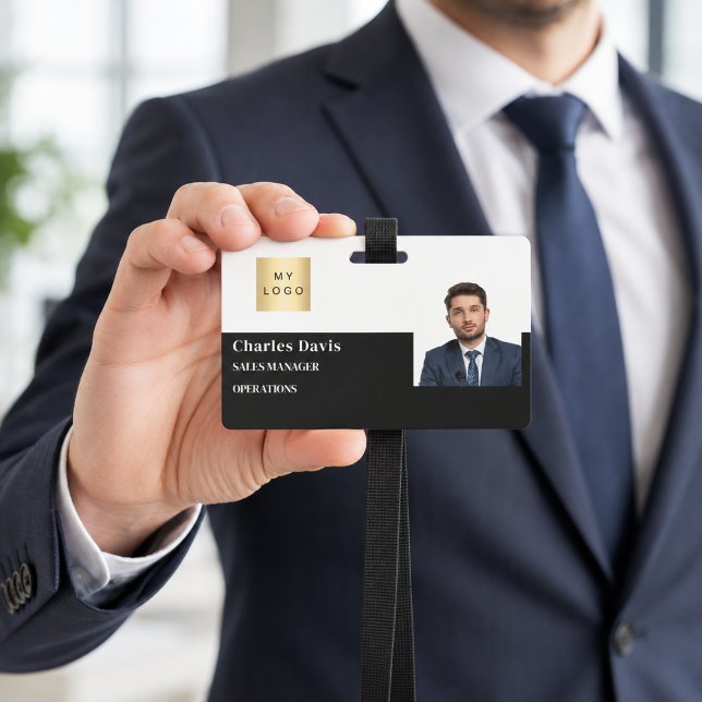 Black employee ID logo photo security horizontal Badge (Creator Uploaded)