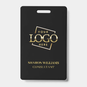 Black Employee ID with Custom Business Logo Badge