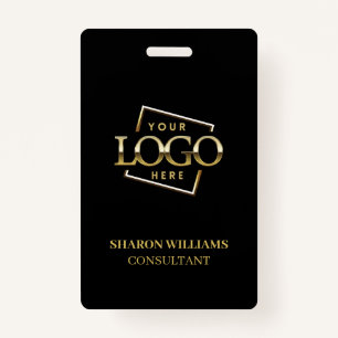 Black Employee ID with Custom Business Logo ID Badge