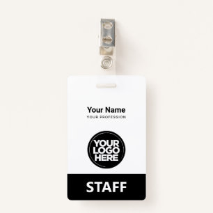 Black Employee Name Business Logo Staff Tag ID Badge