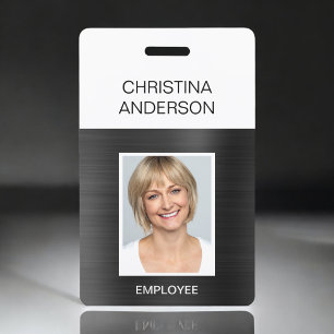Black Employee - Name Photo Corporate Metallic ID Badge
