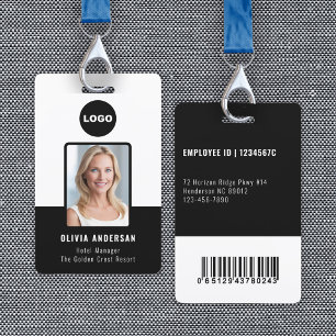 Black Employee Photo ID Bar Code Company Security Badge