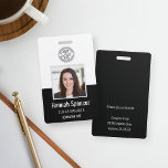 Black | Employee Photo ID Company Security ID Badge<br><div class="desc">Personalise these vertical badges with an employee photo and name,  along with two lines of additional custom text for employee ID number,  role or title,  location,  or other key data. Add your logo at the top. Additional custom text field located on the back for return information or other details.</div>
