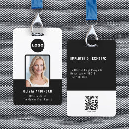 Black Employee Photo ID Qr Code Company Security ID Badge