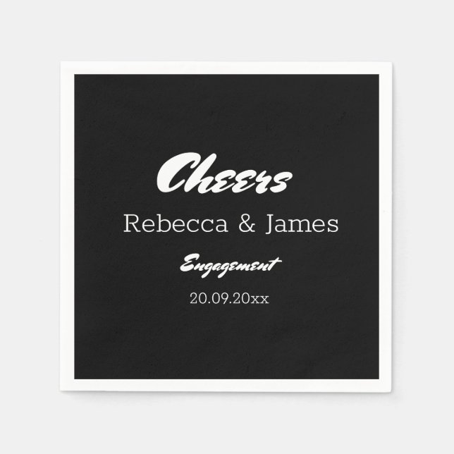 Black Engagement Wedding Party Cheers Napkin (Front)