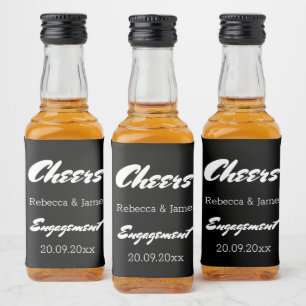 Black Engagement Wedding Party Favours Cheers  Liquor Bottle Label