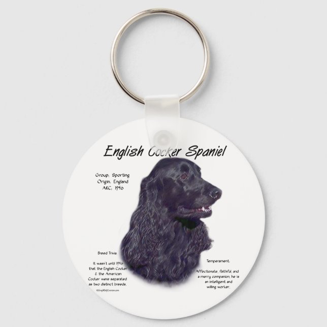 Black English Cocker Spaniel History  Key Ring (Front)
