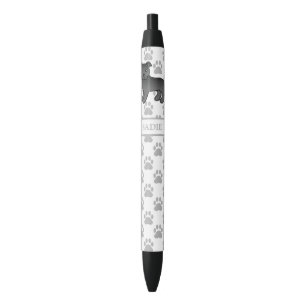 Black English Staffie Cute Cartoon Dog & Name Ink Pen