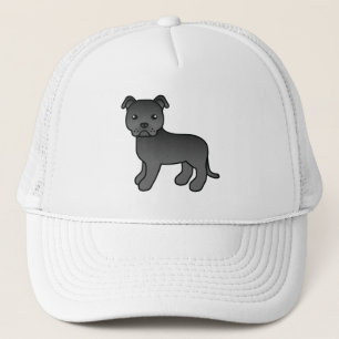Black English Staffordshire Bull Terrier Dog Trucker Hat