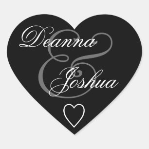 Black Envelope Seal Wedding Heart V10