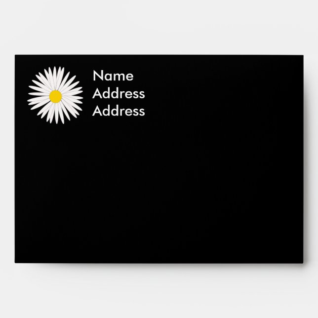 Black envelope with a white daisy (Front)