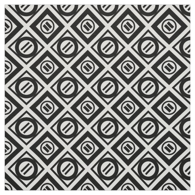 Black Equal Sign Geometric Pattern on White Fabric (Swatch)