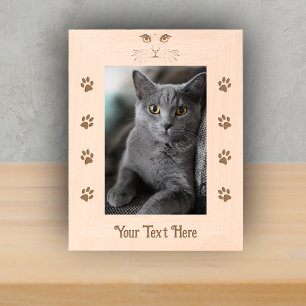 Black Etched Cat Face Whiskers Paw Prints Frames