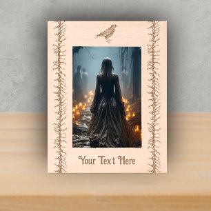 Black Etching of Black Crow Barbed Branches Gothic Etched Frames