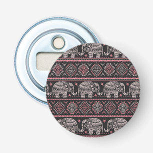 Black Ethnic Elephant Pattern Bottle Opener