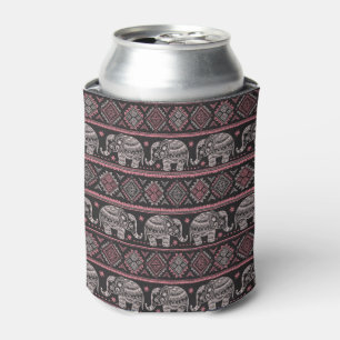 Black Ethnic Elephant Pattern Can Cooler