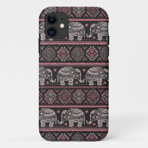 Black Ethnic Elephant Pattern Case-Mate iPhone Case
