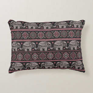 Black Ethnic Elephant Pattern Decorative Cushion