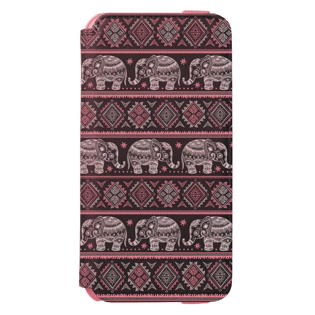 Black Ethnic Elephant Pattern Incipio iPhone Wallet Case (Folio Front)