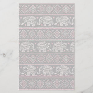 Black Ethnic Elephant Pattern Stationery