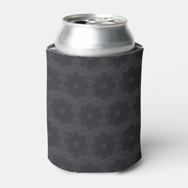 black ethnic mandala pattern can cooler (Can Front)