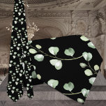 Black & Eucalyptus Greenery Elegant Wedding Tie<br><div class="desc">A simple yet elegant wedding neck tie featuring green eucalyptus sprigs in a light pattern against a solid black background.</div>