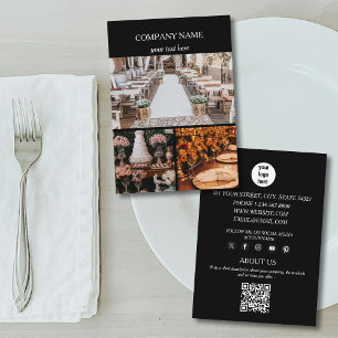 Black Event Planning Business 3 Photos QR Code Business Card