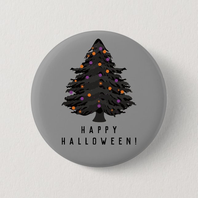 Black Evergreen Halloween Tree 6 Cm Round Badge (Front)