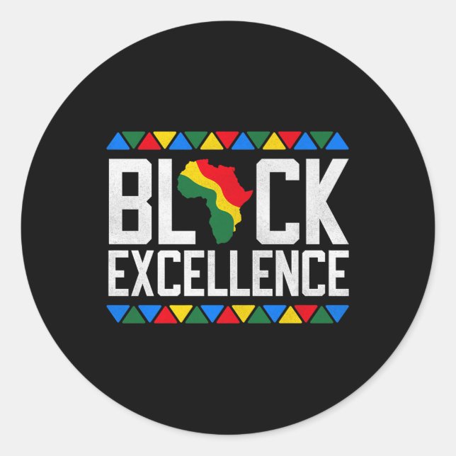 Black Excellence African Map Graphic Premium  Classic Round Sticker (Front)