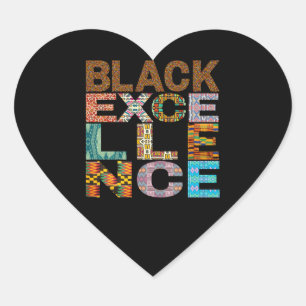 Black Excellence Kente Pattern Heart Sticker
