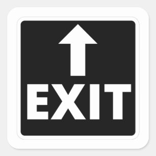 Black Exit Rectangular Square Sticker