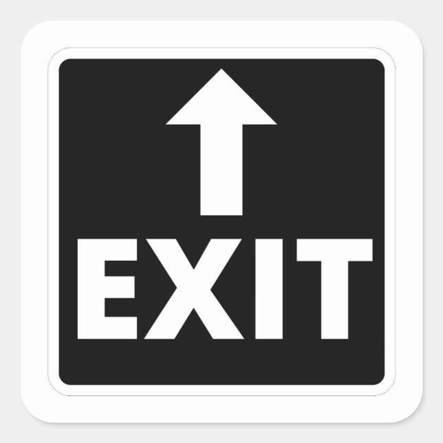 Black Exit Rectangular  Square Sticker (Front)