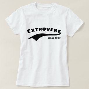 Black Extrovert Typography Swoosh Custom Date T-Shirt
