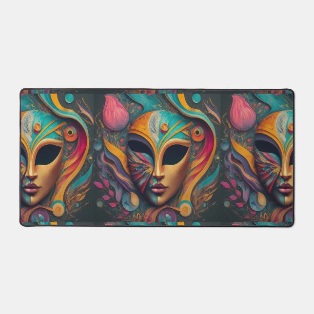 Black Eye Face Mask Desk Mat (Front)