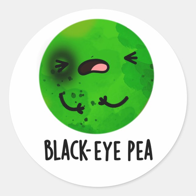 Black Eye Pea Funny Veggie Pun Classic Round Sticker (Front)