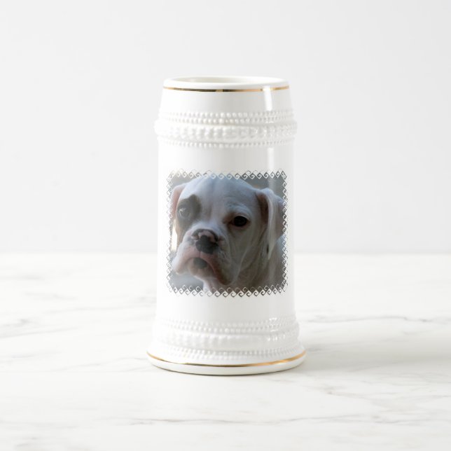 Black Eyed Boxer Dog Beer Stein (Center)