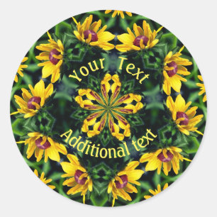 Black Eyed Susan Abstract Art Personalised Classic Round Sticker