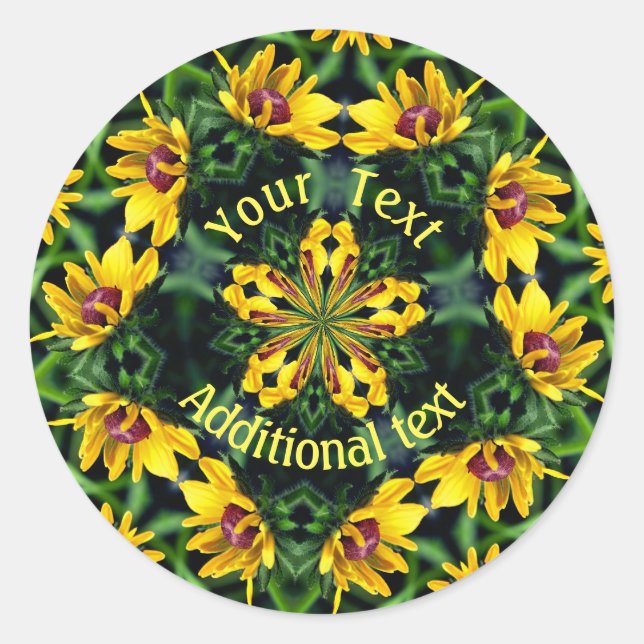 Black Eyed Susan Abstract Art Personalised Classic Round Sticker (Front)