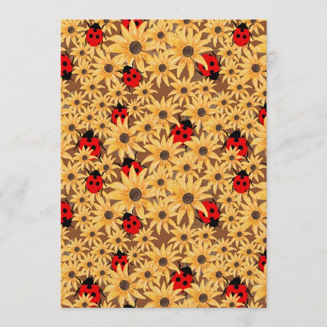 Black-Eyed Susan And Ladybugs Seamless Pattern Invitation (Front)