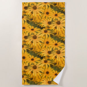 Black Eyed Susan Blooms   Beach Towel