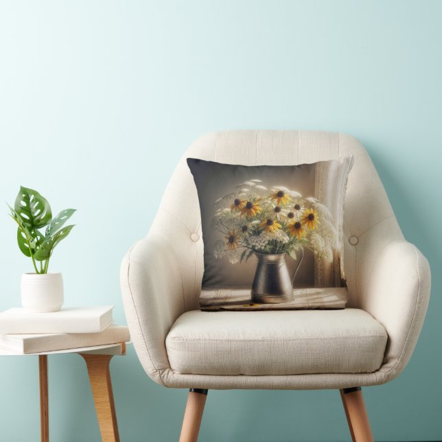 Black-eyed Susan Bouquet On Lace  Cushion (Chair)